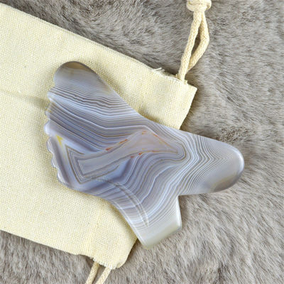 Logotipo personalizado DisponívelD 100% Agate Cinza Natural Gua Sha Massagem Ferramenta para Cuidados Pessoais da Pele Spa Facial Elevação de Beleza Equipamento