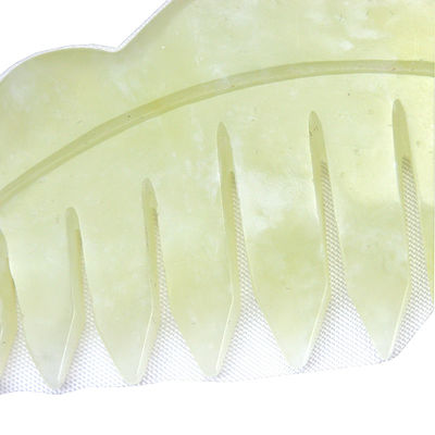 Natural Xiuyan Jade Gua Sha raspagem massagem pente para terapia da cabeça e cabelo ferramenta de tratamento do couro cabeludo