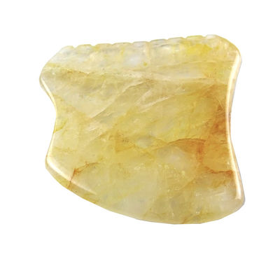Logotipo personalizado Disponível Pedra de Citrino Amarelo Gua Sha Massagista Ferramentas Faciais Visagem Avec Logotipo Pedra de Massagem Jade Guasha