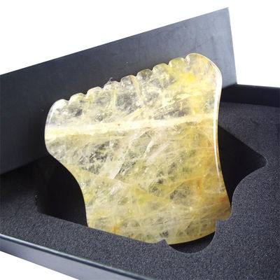 Logotipo personalizado Disponível Pedra de Citrino Amarelo Gua Sha Massagista Ferramentas Faciais Visagem Avec Logotipo Pedra de Massagem Jade Guasha