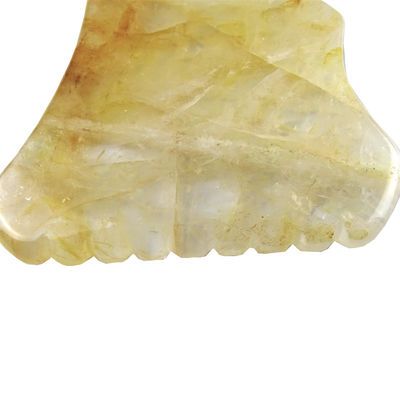 Equipamento de massagem corporal com placa de raspagem de Gua Sha de citrino amarelo e pedra de Guasha de cristal amarelo