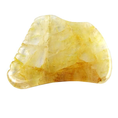 Equipamento de massagem corporal com placa de raspagem de Gua Sha de citrino amarelo e pedra de Guasha de cristal amarelo
