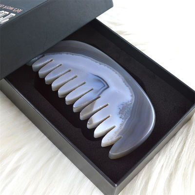 Agate Gua Sha Scalp Massage Comb Board Stone Comb Head Self Care Tool with Customized Logo Disponível cuidado pessoal