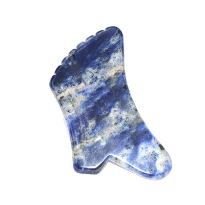 Blue Sodalite Stone Gua Sha Body Scraping Massage Tool Função de controle manual com fio para rosto e corpo