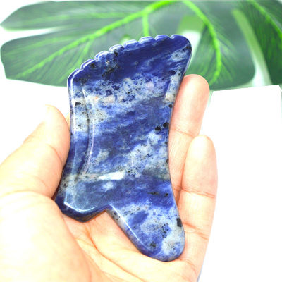 Blue Sodalite Stone Gua Sha Body Scraping Massage Tool Função de controle manual com fio para rosto e corpo