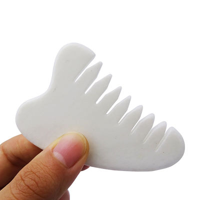 Área de Massagem Total do Corpo Natural Branco Xiuyan Jade Peite de Cabelo Gua Sha Ferramentas Jade Scalp Massager para aliviar a tensão do couro cabeludo