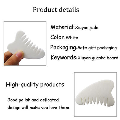 Área de Massagem Total do Corpo Natural Branco Xiuyan Jade Peite de Cabelo Gua Sha Ferramentas Jade Scalp Massager para aliviar a tensão do couro cabeludo