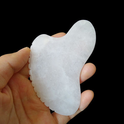 Logotipo personalizado Coração de cristal em forma de pedra de jade branca Gua Sha Escrava ferramenta de massagem para acupuntura terapia massagista facial