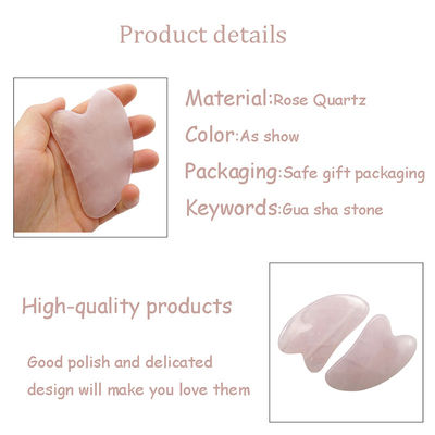 OEM/ODM Aceitável Rosa Quartz Gua Sha Jade Natural Guasha Ferramentas Faciais para Corpo Rosto Pescoço e Olho Cuidados da Pele Massagem SPA