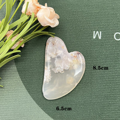 Reparação de mãos naturais Jade Facial em forma de coração Gua Sha Massagem Sakura Agate Escrava Facial para fisioterapia