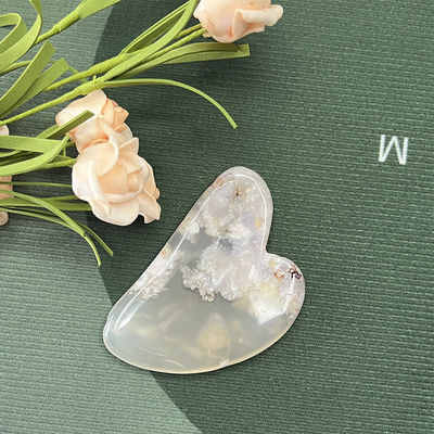 Reparação de mãos naturais Jade Facial em forma de coração Gua Sha Massagem Sakura Agate Escrava Facial para fisioterapia
