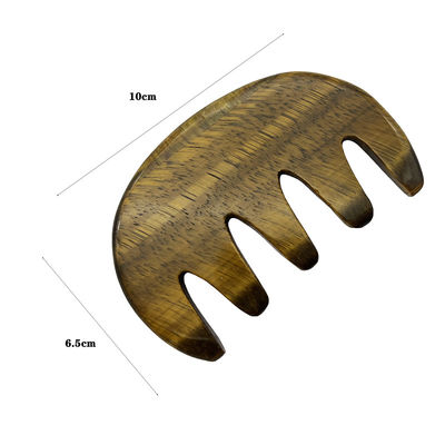 Meridian Care Jade Comb Natural Tiger Eye Stone Gua Sha Scraper para Massagem de Cabeça e Capa
