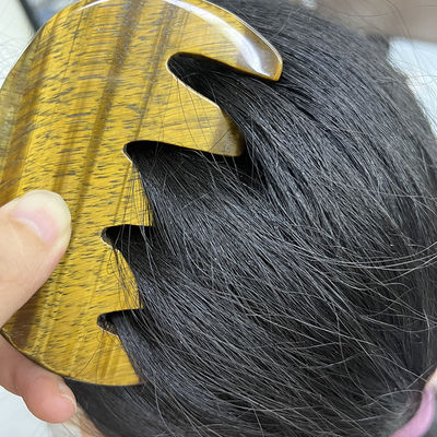 Meridian Care Jade Comb Natural Tiger Eye Stone Gua Sha Scraper para Massagem de Cabeça e Capa