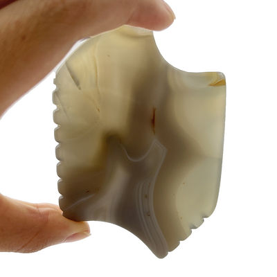 Massajador de corpo portátil de pedra de agata cinza para Gua Sha de jade natural e levantamento de pele