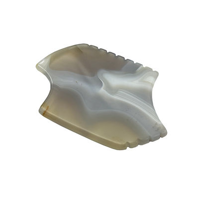 Massajador de corpo portátil de pedra de agata cinza para Gua Sha de jade natural e levantamento de pele