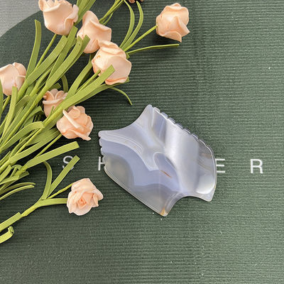 Massajador de corpo portátil de pedra de agata cinza para Gua Sha de jade natural e levantamento de pele