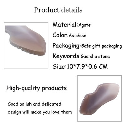 Tabela de Gua Sha de Ágata Natural para Massagem Corporal e Tratamento Facial na Terapia de Acupuntura SPA