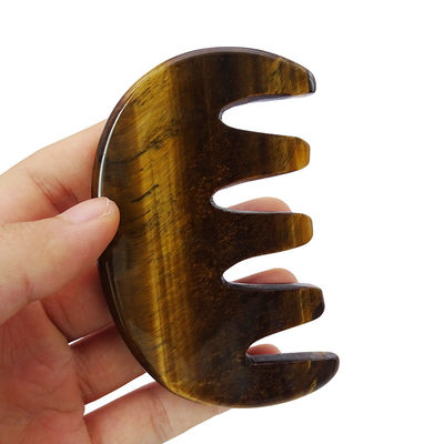 Castanho Natural Olho de Tigre Pedra Guasha Pincel de Massagem para Corpo e Pescoço Terapia de Cabelo Pincel Coração Massagista Ferramenta SPA Tratamento