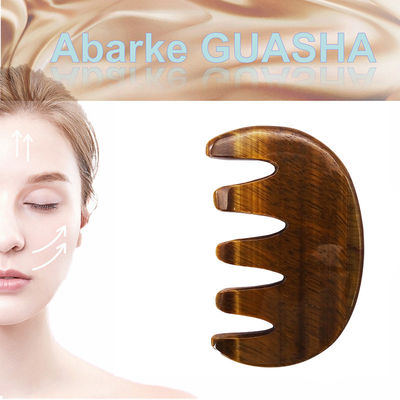 Castanho Natural Olho de Tigre Pedra Guasha Pincel de Massagem para Corpo e Pescoço Terapia de Cabelo Pincel Coração Massagista Ferramenta SPA Tratamento