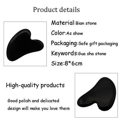 Pedra Bian Negra Natural Forma de Coração Gua Sha Massagem Ferramenta para Spa Relaxante Meditação