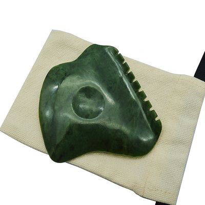 Logotipo personalizado Nefrita verde jade Anti-celulite Guasha raspador para cuidados com a pele facial