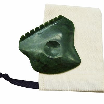 Logotipo personalizado Nefrita verde jade Anti-celulite Guasha raspador para cuidados com a pele facial