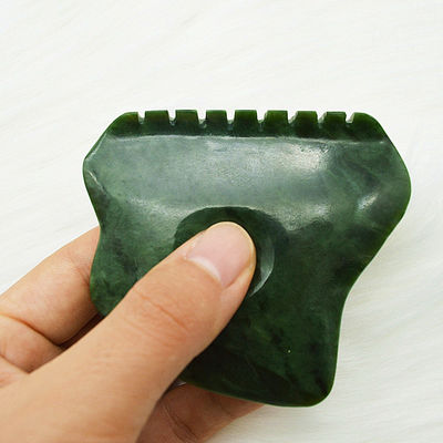 Logotipo personalizado Nefrita verde jade Anti-celulite Guasha raspador para cuidados com a pele facial