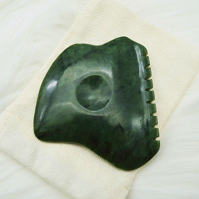 Logotipo personalizado Nefrita verde jade Anti-celulite Guasha raspador para cuidados com a pele facial