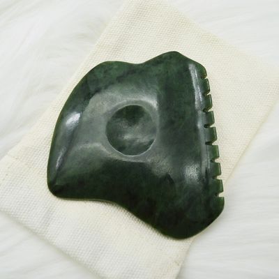 Logotipo personalizado Nefrita verde jade Anti-celulite Guasha raspador para cuidados com a pele facial