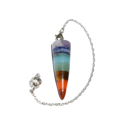 Secção cónica Cristal natural Sete Chakra Cura Espírito Energia Pendulo Hexagonal Pirâmide Colar Pendente