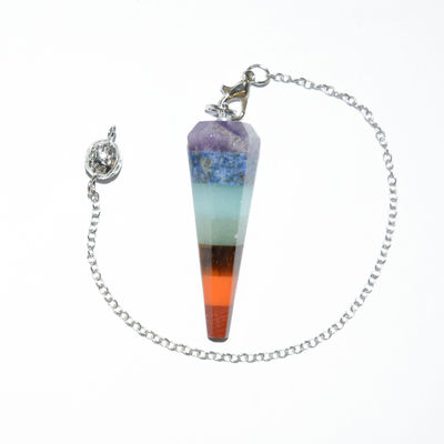 Secção cónica Cristal natural Sete Chakra Cura Espírito Energia Pendulo Hexagonal Pirâmide Colar Pendente
