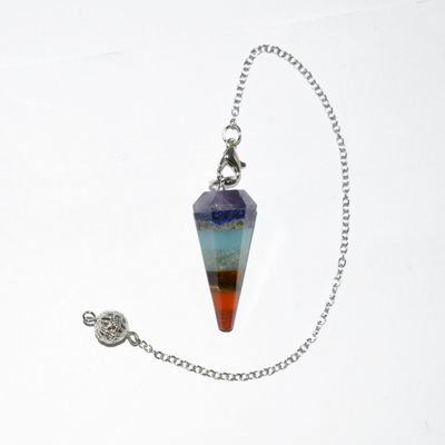 Secção cónica Cristal natural Sete Chakra Cura Espírito Energia Pendulo Hexagonal Pirâmide Colar Pendente