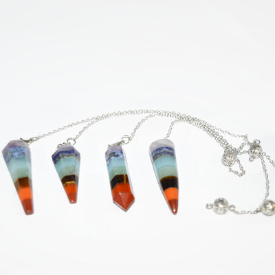 Secção cónica Cristal natural Sete Chakra Cura Espírito Energia Pendulo Hexagonal Pirâmide Colar Pendente