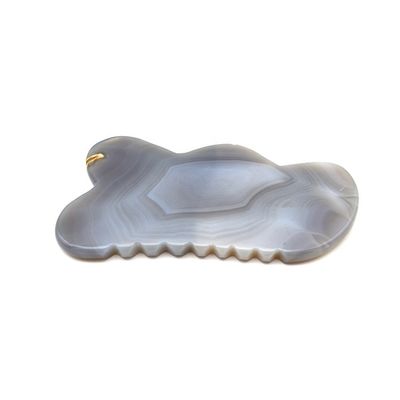 Tabuleiro de massagem de agata natural Gua Sha para terapia de acupuntura