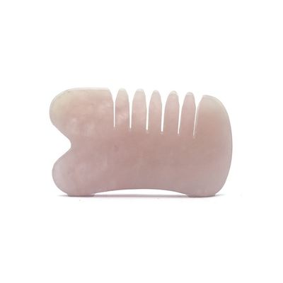 Artefacto feito à mão Rosa Quartz Natural Gua Sha raspando massagem pente de cabelo Guashsa para a cabeça Modo de massagem No abkgs-030