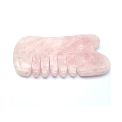 Artefacto feito à mão Rosa Quartz Natural Gua Sha raspando massagem pente de cabelo Guashsa para a cabeça Modo de massagem No abkgs-030