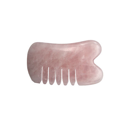 Artefacto feito à mão Rosa Quartz Natural Gua Sha raspando massagem pente de cabelo Guashsa para a cabeça Modo de massagem No abkgs-030