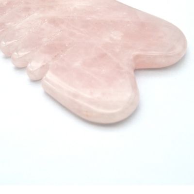 Artefacto feito à mão Rosa Quartz Natural Gua Sha raspando massagem pente de cabelo Guashsa para a cabeça Modo de massagem No abkgs-030