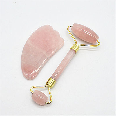 Massagem facial e cuidados com a pele Rosa Quartz Gua Sha Set com 90mm de comprimento