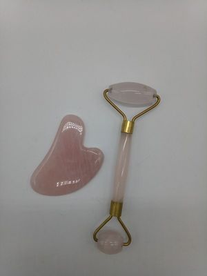Natural Care Jade Stone Roller Set para a pele facial Massager Gua Sha Ferramenta Relaxante Anti-envelhecimento Lucha contra rugas Quartz Rosa