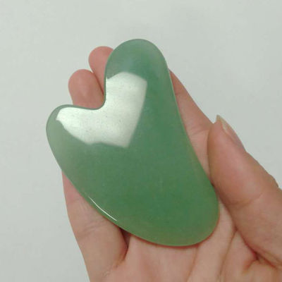Acessório de massagem corporal em forma de coração Caixa Gua Sha feita de jade natural de aventurina em verde