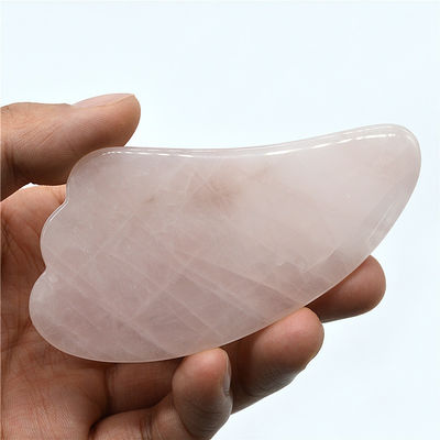 Ferramenta de massagem Gua Sha de quartzo rosa preto polido para tratamento de beleza facial natural
