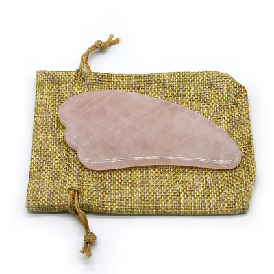 Ferramenta de massagem Gua Sha de quartzo rosa preto polido para tratamento de beleza facial natural