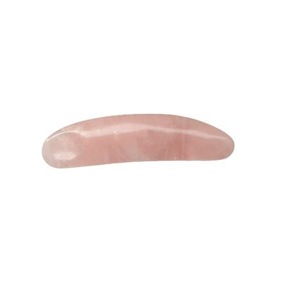 Reduza o inchaço com espátula cosmética curva e aplicador de creme para os olhos de quartzo rosa mini na barra de massagem Gua Sha