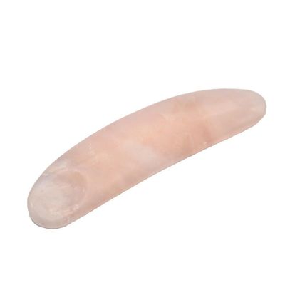 Reduza o inchaço com espátula cosmética curva e aplicador de creme para os olhos de quartzo rosa mini na barra de massagem Gua Sha