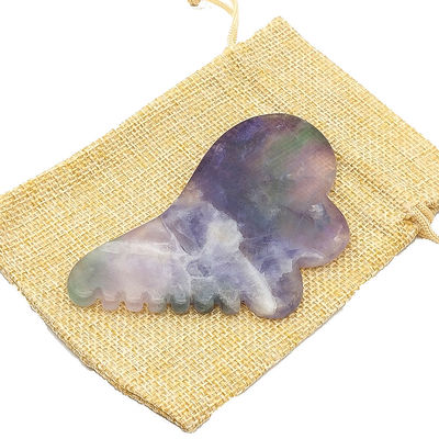 Fluorito do Arco-Íris Natural com Ferramentas de Massagem de Gua Sha 95 * 55mm