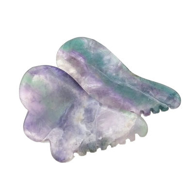 Fluorito do Arco-Íris Natural com Ferramentas de Massagem de Gua Sha 95 * 55mm