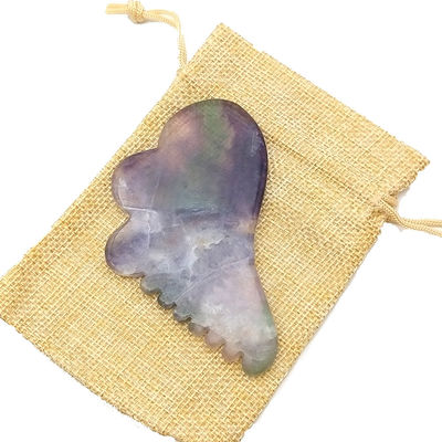 Fluorito do Arco-Íris Natural com Ferramentas de Massagem de Gua Sha 95 * 55mm