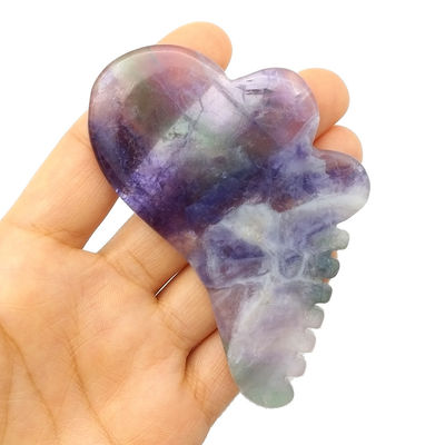 Fluorito do Arco-Íris Natural com Ferramentas de Massagem de Gua Sha 95 * 55mm