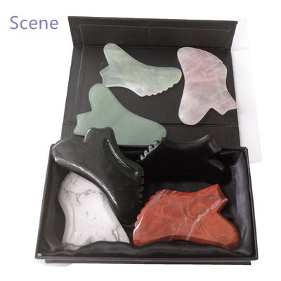 Pedra preciosa personalizada Rosa Quartz Vermelho Jaspe Howlite Guasha Jade Gua Sha Facial Escravação Massagem Ferramenta com Controle de Tempo